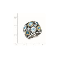 Sterling Silver RH-plated w/14k Gold and Blue Topaz Fancy Ring