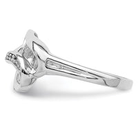 Sterling Silver Rhodium Plated Diamond Double Heart Ring