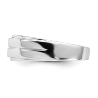 Sterling Silver Rhodium Plated Men's Polished Diam. Ring