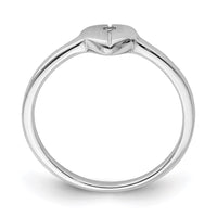 Sterling Silver Rhodium-plated Polished CZ Heart Size 4 Ring