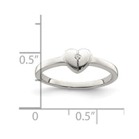 Sterling Silver Rhodium-plated Polished CZ Heart Size 4 Ring