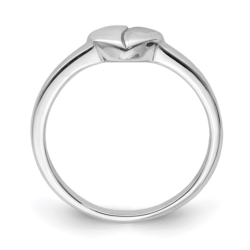 Sterling Silver RH-plated Polished & Satin Heart Size 3 Ring
