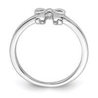 Sterling Silver Rhodium-plated Polished Bow Size 3 Ring