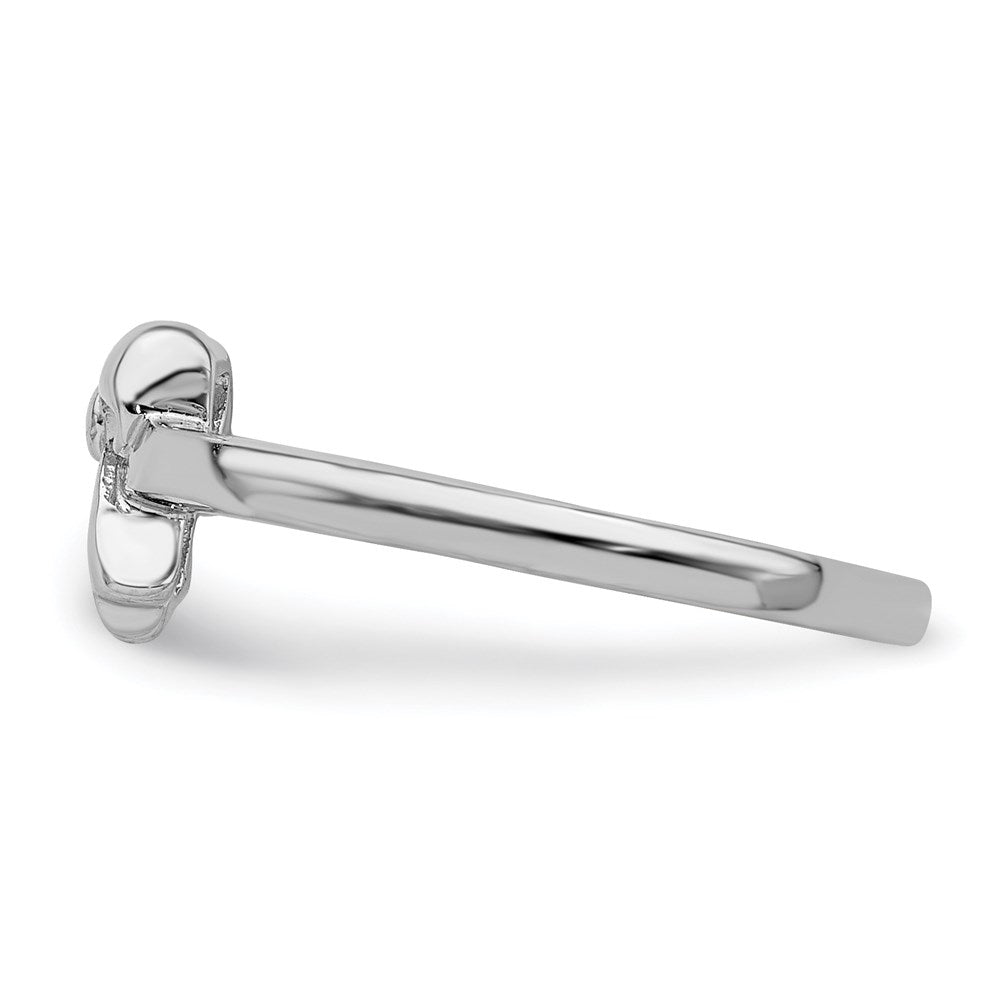 Sterling Silver Rhodium-plated Polished Bow Size 3 Ring