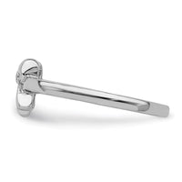 Sterling Silver Rhodium-plated Polished Bow Size 3 Ring