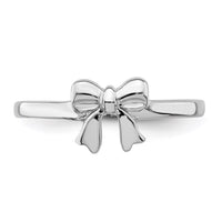 Sterling Silver Rhodium-plated Polished Bow Size 3 Ring