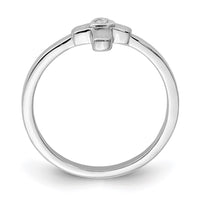 Sterling Silver Rhodium-plated Polished and Satin CZ Cross Size 4 Ring