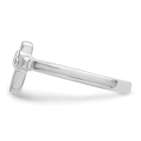 Sterling Silver Rhodium-plated Polished and Satin CZ Cross Size 3 Ring