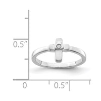 Sterling Silver Rhodium-plated Polished and Satin CZ Cross Size 3 Ring