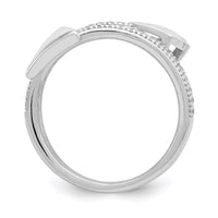 Sterling Silver Rhodium-plated Polished CZ Arrow Ring