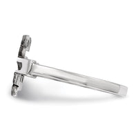 Sterling Silver Rhodium-plated Jesus Cross Ring