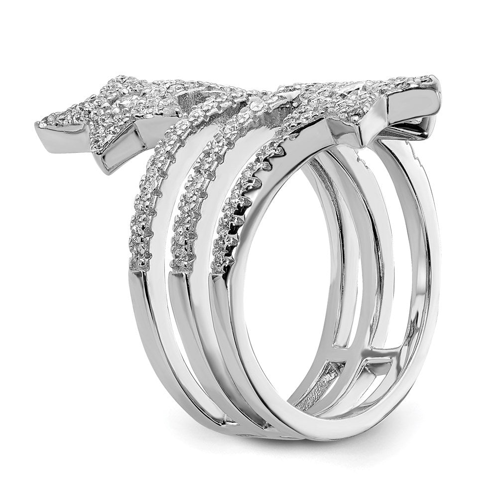 Sterling Silver Rhodium-plated CZ Star Ring