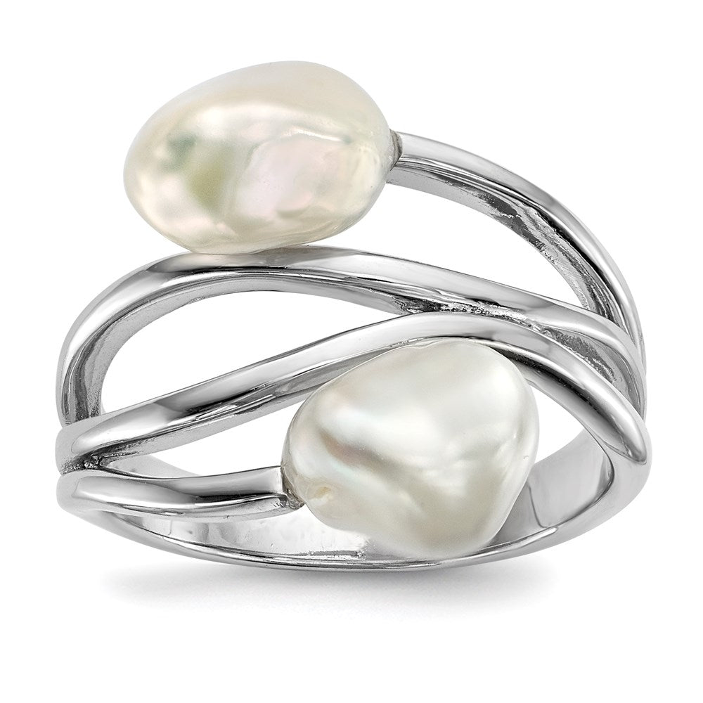 Sterling Silver RH 7-8mm White Baroque FWC Pearl Ring