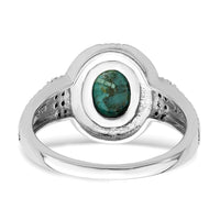 Sterling Silver Rhodium-plated Oxidized Faceted Recon. Turquoise Ring