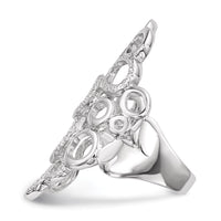 Sterling Silver Rhodium-plated Polished & Textured Circles Ring