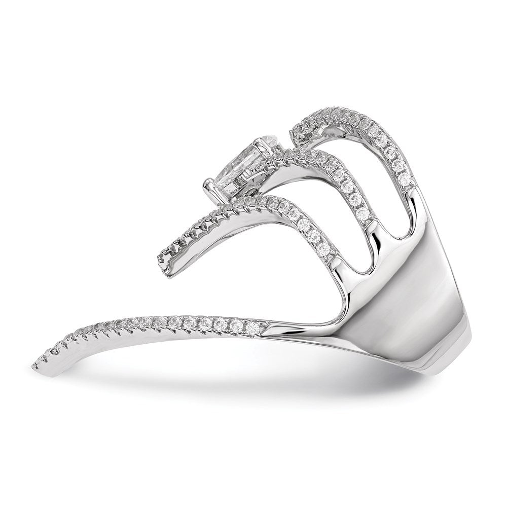 Pure Fire Sterling Silver Rhod-plated CZ Ring