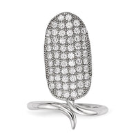 Sterling Silver Rhodium-plated CZ Adjustable Fingernail Ring