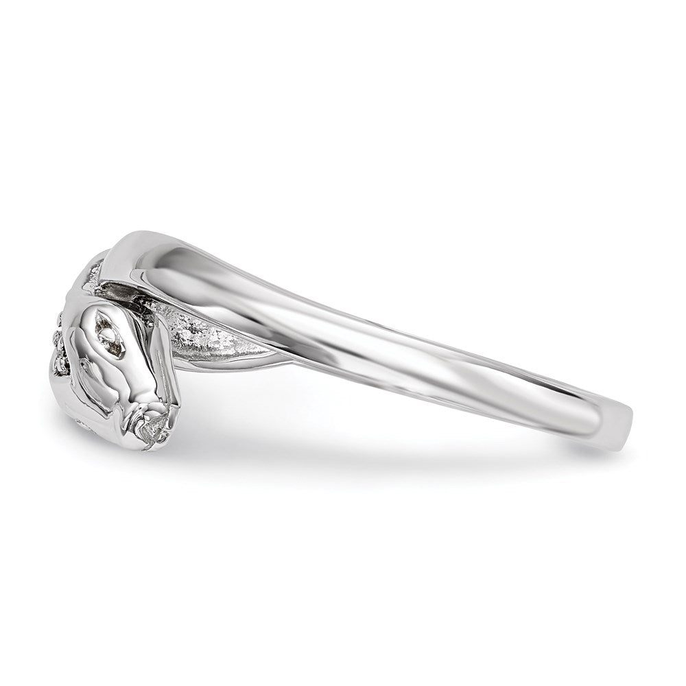 Sterling Silver Rhodium-plated CZ Snake Ring