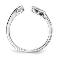Sterling Silver Rhodium-plated Open Heart CZ Polished Ring