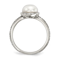Sterling Silver w/14k Antiqued 8mm Button FWC Pearl Set of 3 Rings