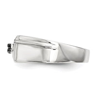 Sterling Silver Rhodium-plated Mens Black Diamond Polished Ring