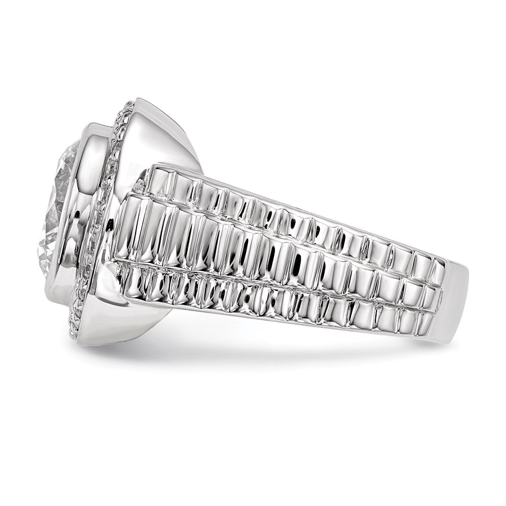 Sterling Silver Rhodium-plated Mens CZ Ring