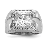Sterling Silver Rhodium-plated Mens CZ Ring