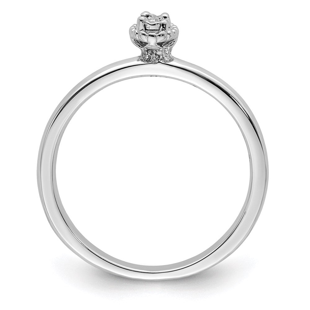 Sterling Silver Rhodium Plated Polished Diamond Ring