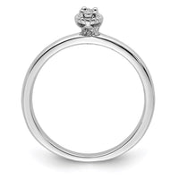 Sterling Silver Rhodium Plated Polished Diamond Ring