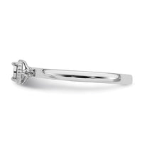 Sterling Silver Rhodium Plated Polished Diamond Ring