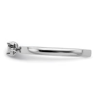 Sterling Silver Rhodium Plated Polished Diamond Heart Shape Ring