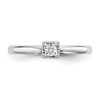 Sterling Silver Rhodium Plated Polished Diamond Heart Shape Ring