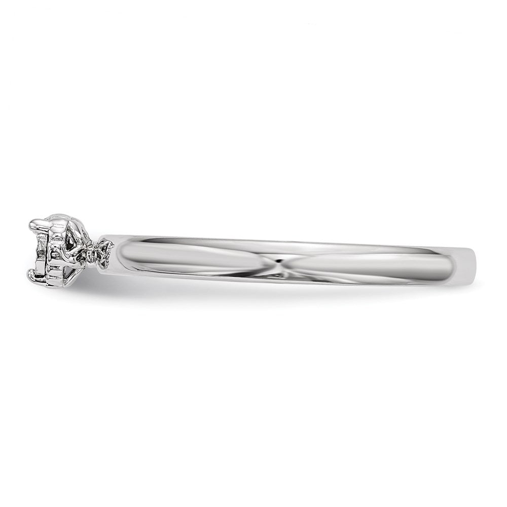 Sterling Silver Rhodium Plated Polished Diamond Square Shape Ring