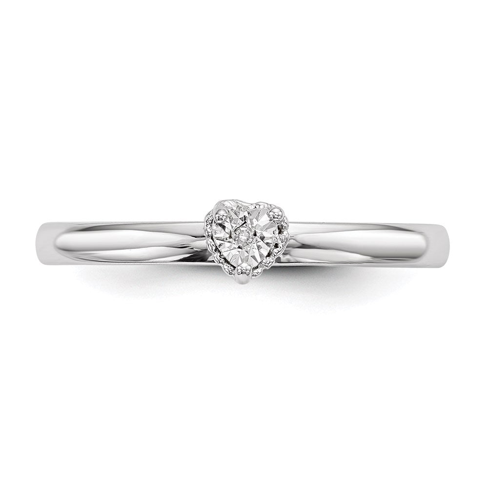 Sterling Silver Rhodium Plated Polished Diamond Square Shape Ring