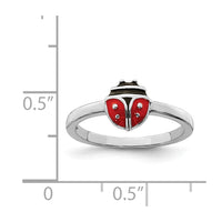 Sterling Silver Rhod-plated Polished & Enameled Ladybug Size 4 Ring