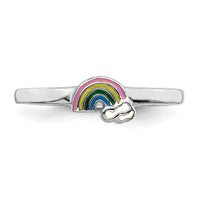 Sterling Silver RH-plated Multi-color Enameled Rainbow Children's Ring