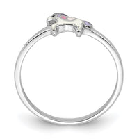 Sterling Silver RH-plated Multi-color Enameled Unicorn Size 4 Ring