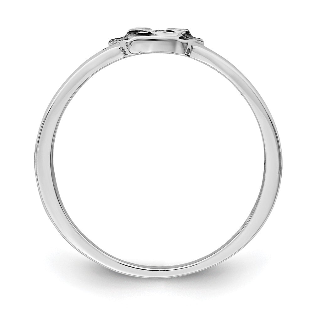 Sterling Silver RH-plated Black/White Enameled Puppy Size 4 Ring