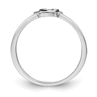 Sterling Silver RH-plated Black/White Enameled Puppy Size 4 Ring