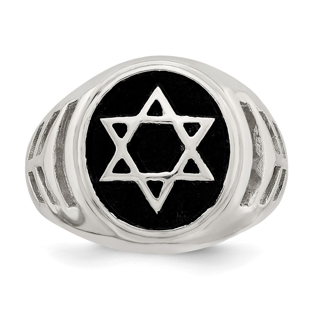 Sterling Silver Antiqued Star of David Ring