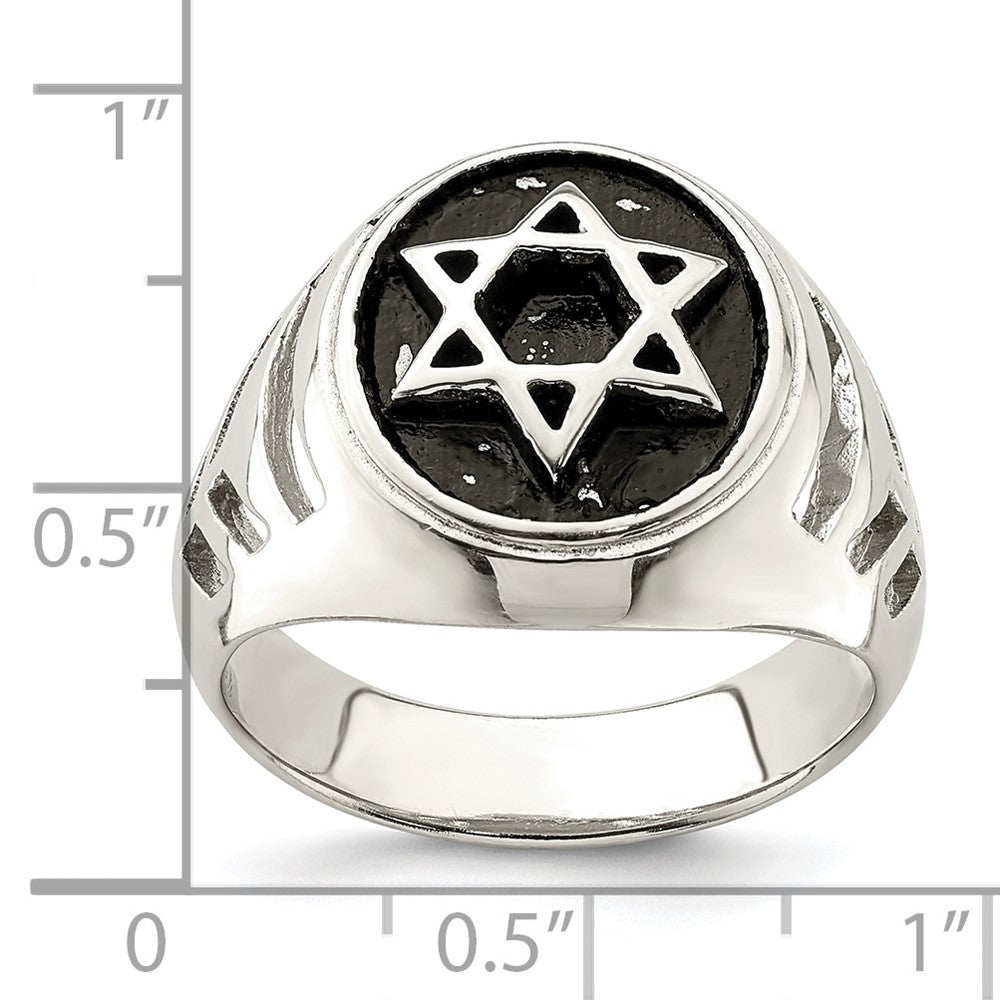 Sterling Silver Antiqued Star of David Ring