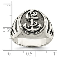 Sterling Silver Antiqued Anchor Ring