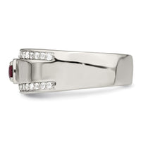Sterling Silver Rhod-plated Men's African Ruby and White Topaz Ring