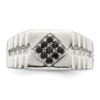 Sterling Silver Rhodium-plated Men's Onyx Ring