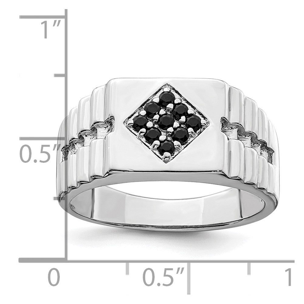Sterling Silver Rhodium-plated Men's Onyx Ring