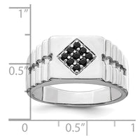 Sterling Silver Rhodium-plated Men's Onyx Ring