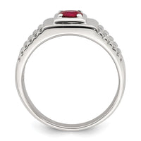Sterling Silver Rhod-plated Men's African Ruby and White Topaz Ring
