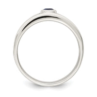 Sterling Silver Rhodium-plated Men's Blue Sapphire Ring