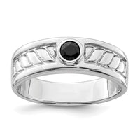 Sterling Silver Rhodium-plated Men's Onyx Ring