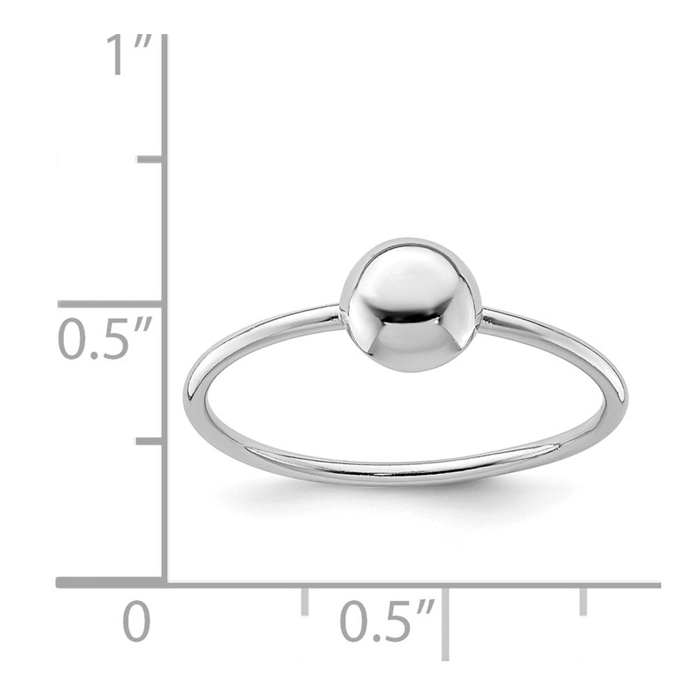 Sterling Silver Rhodium-plated Polished Bead Ring